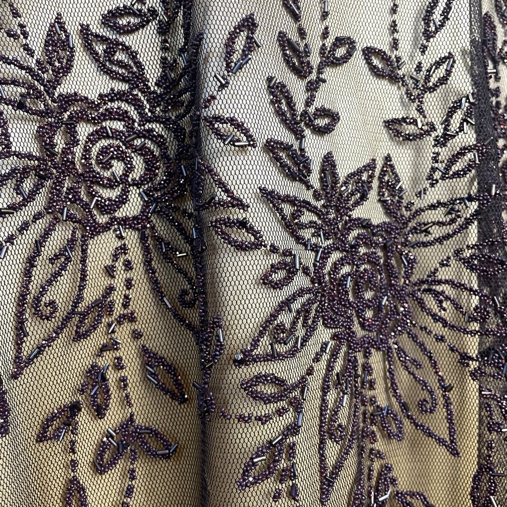 Vintage Y2K Dollar Gold satin dress mesh overlay beaded floral bow cocktail M - Picture 5 of 11